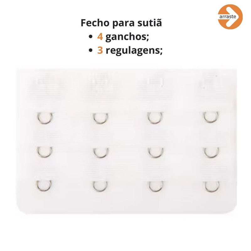 FECHO  para Sutiãs 4X3 (Ganchos/Regulagens) Unidade