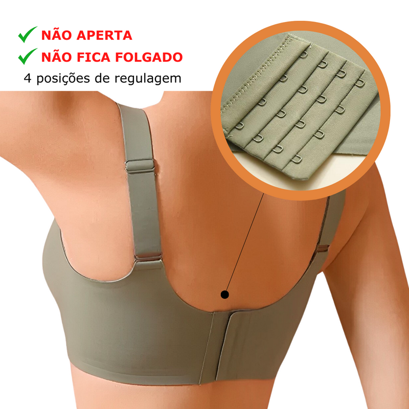 Sutiã PURO CONFORTO Sem Costura Silicone Embutido Alças largas 4 Regulagens