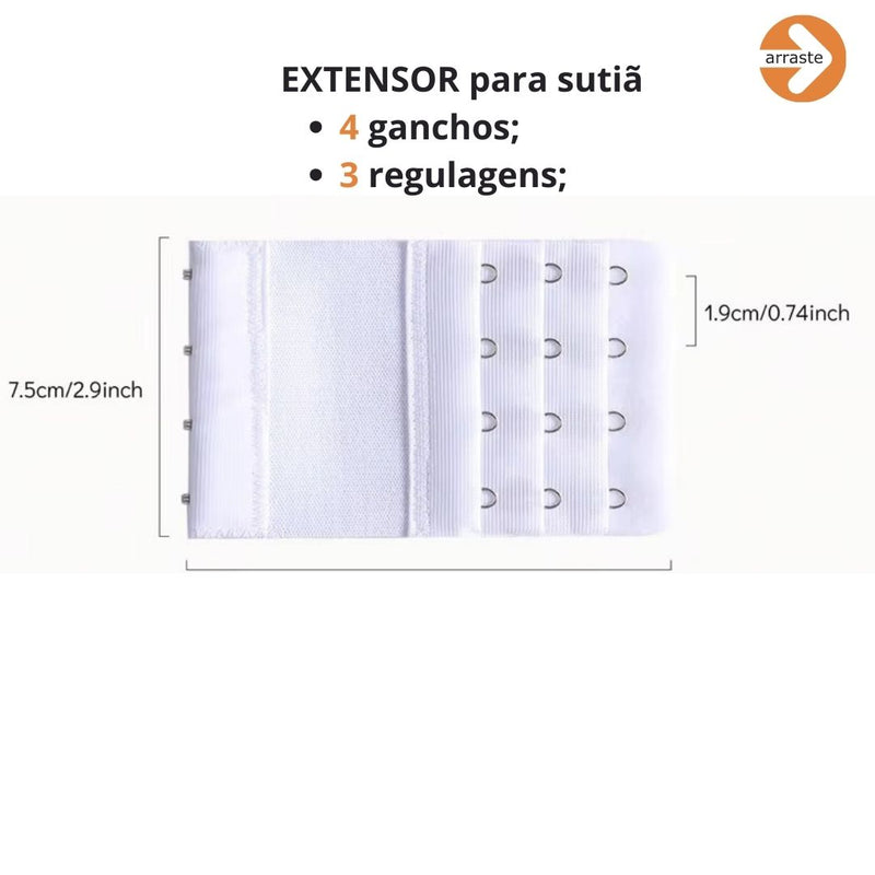 EXTENSOR para Sutiãs 4X3 (Ganchos/Regulagens) Unidade