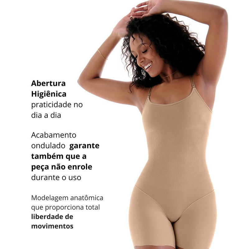 Body Modeladora JANETE Bojo Removível Bermuda Invisível Chapa Barriga Abertura Higiênica ZR0804008