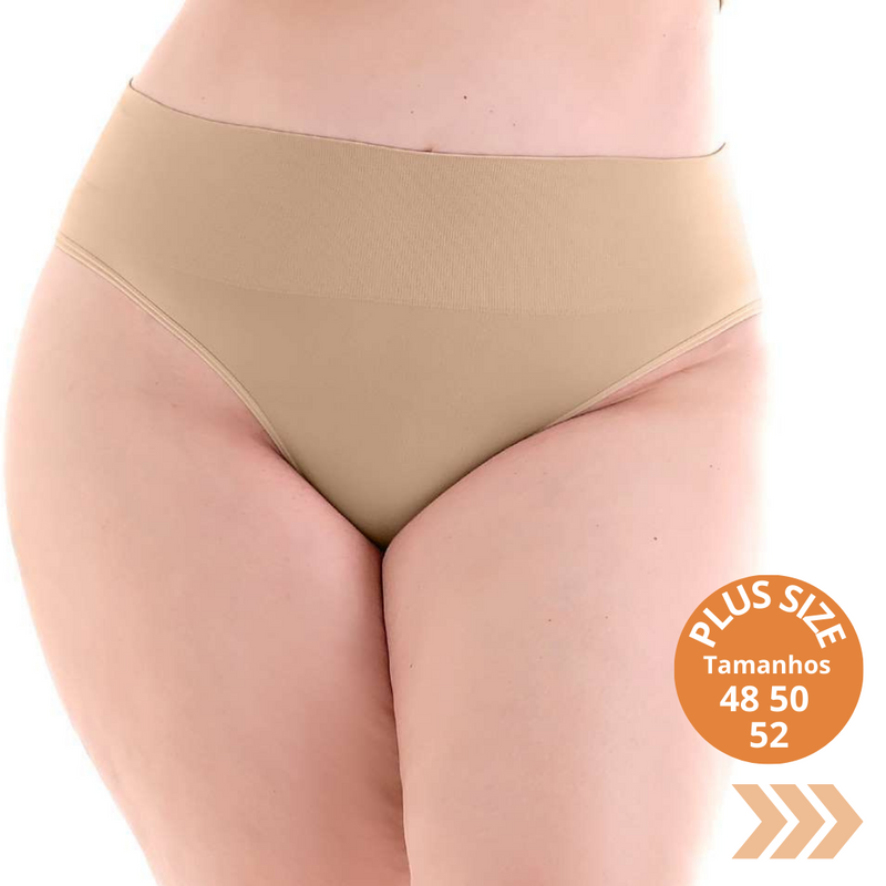 Calcinha CLARICE Básica Plus Size Sem Costura Cós Alto.