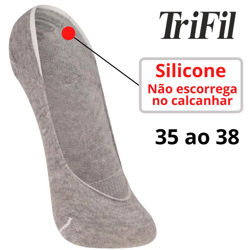 Meia TRIFIL Sapatilha Cavada c/ Silicione Cinza 35 a 38 TO6811