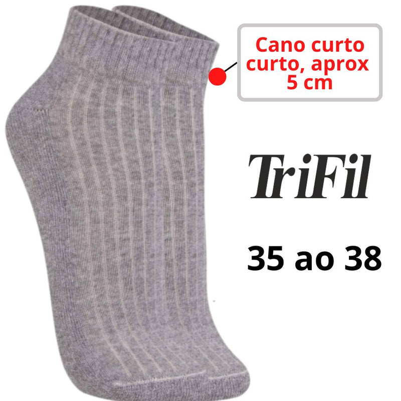 Meia TRIFIL Unisex Cano Curto Esportiva Atoalhada Cinza Mescla 35 a 38 TO6224