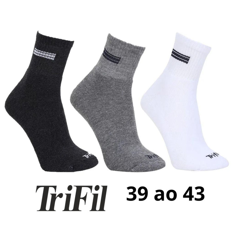 Meia TRIFIL UNISEX CANO MEDIO 11CM Atoalhada Cinza 39 a 43 TO6235